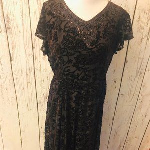Reba XL Dark Wine Velvet Lace Dress